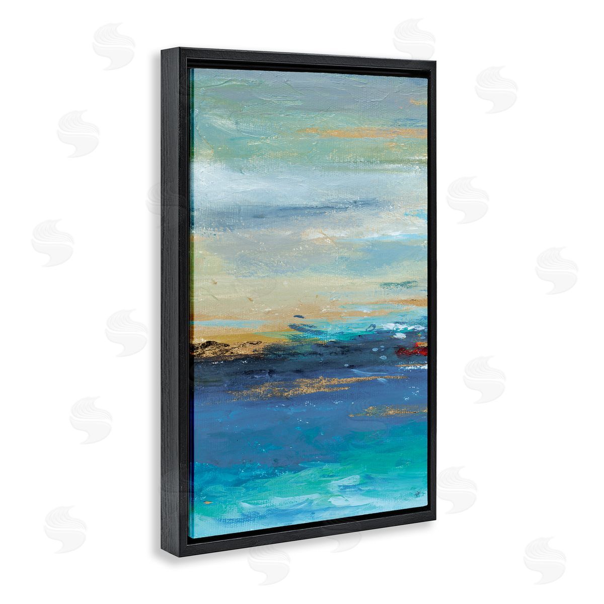 Ombre Ocean View Black Floating Frame Canvas Wall Art, Home Decor by Patricia Pinto