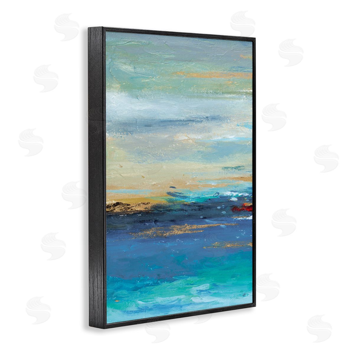 Ombre Ocean View Black Frame Print Wall Art, Home Decor by Patricia Pinto
