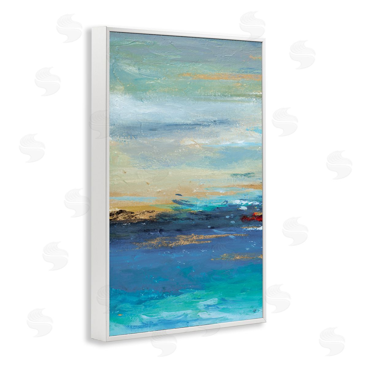 Ombre Ocean View White Frame Print Wall Art, Home Decor by Patricia Pinto