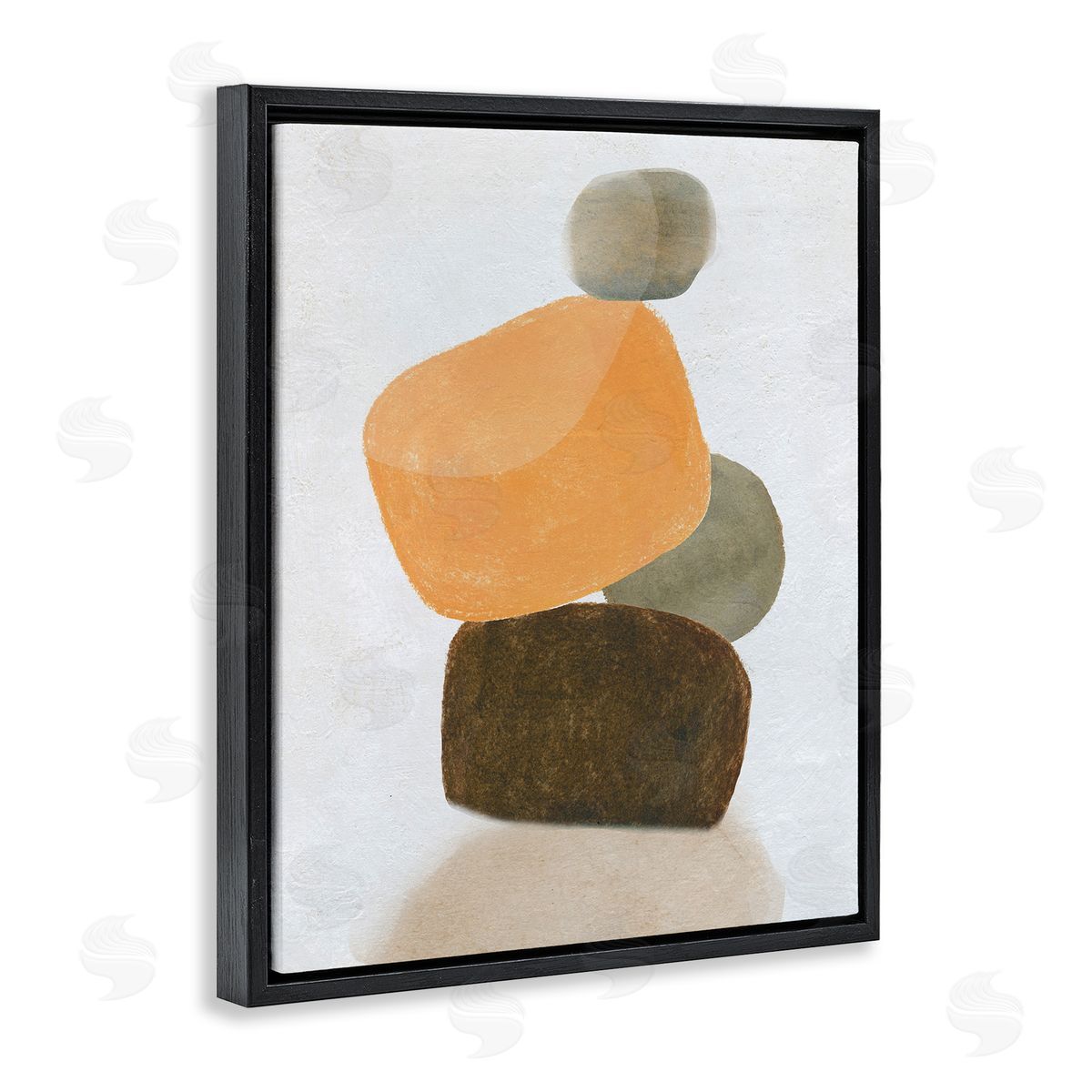 Orange and Grey Rocks Black Floating Frame Canvas Wall Art, Home Decor by Carol Robinson