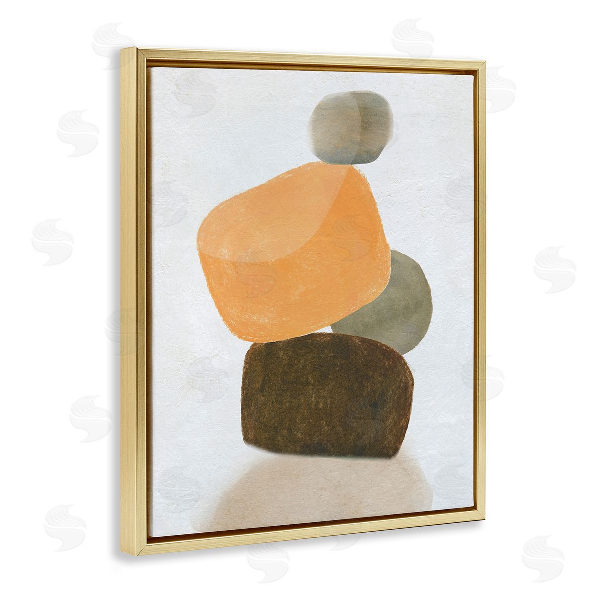 Orange and Grey Rocks Gold Floating Frame Canvas Wall Art, Home Decor by Carol Robinson