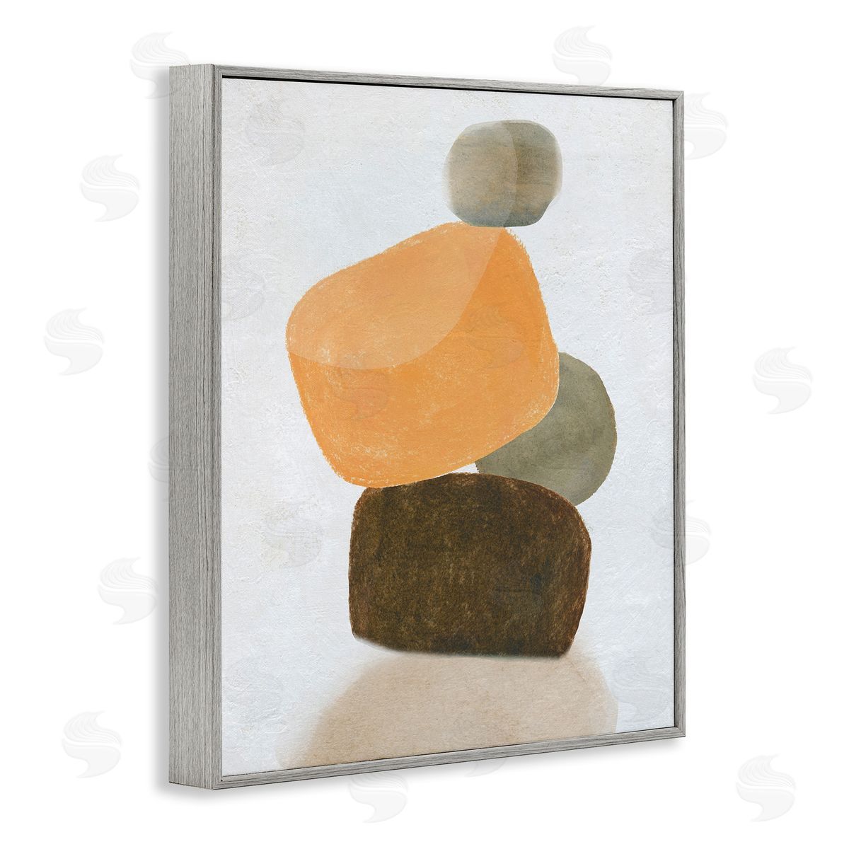 Orange and Grey Rocks Grey Frame Print Wall Art, Home Decor by Carol Robinson