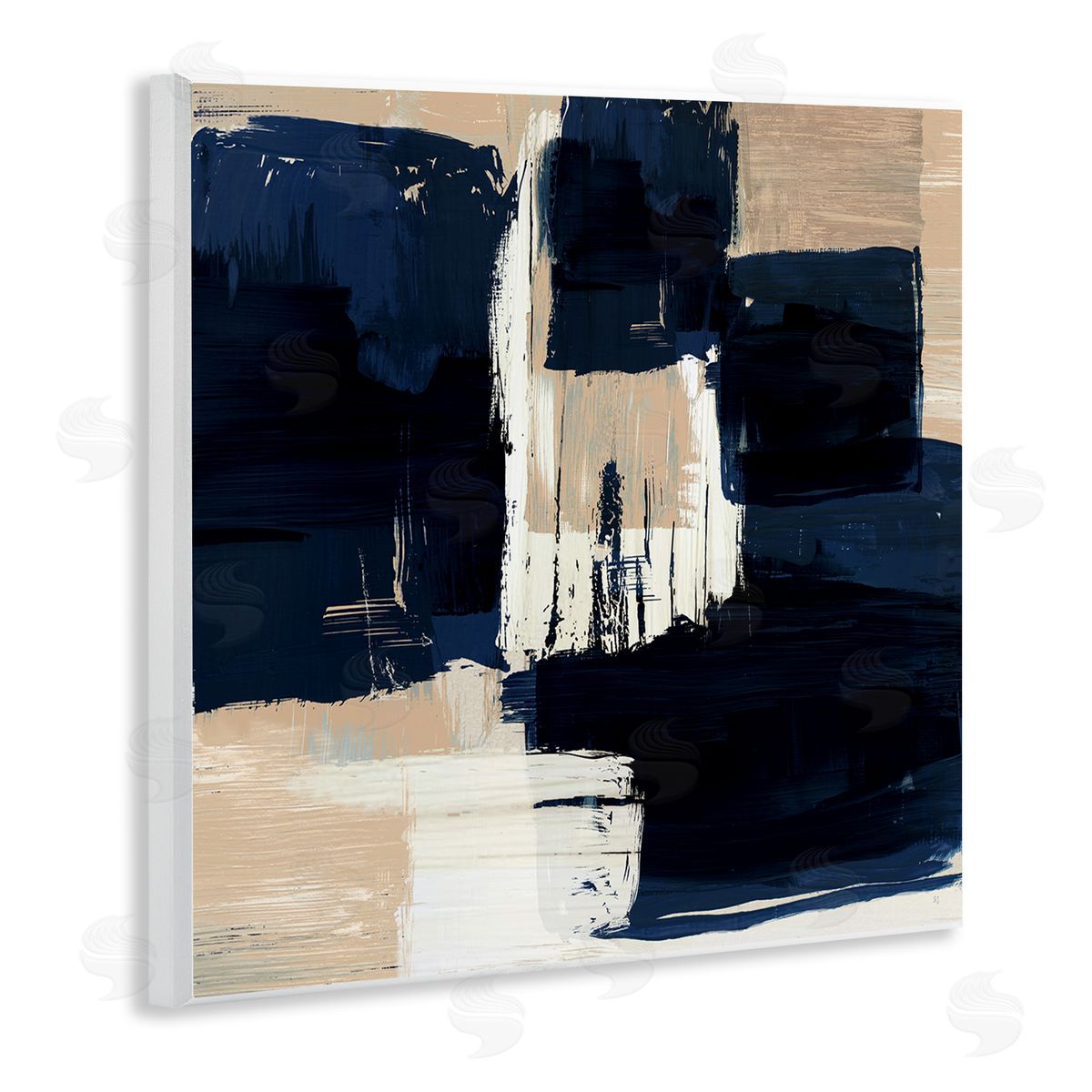 Restless Blue and Tan Shapes Wood Plaque Wall Art, Home Decor by Susan Jill