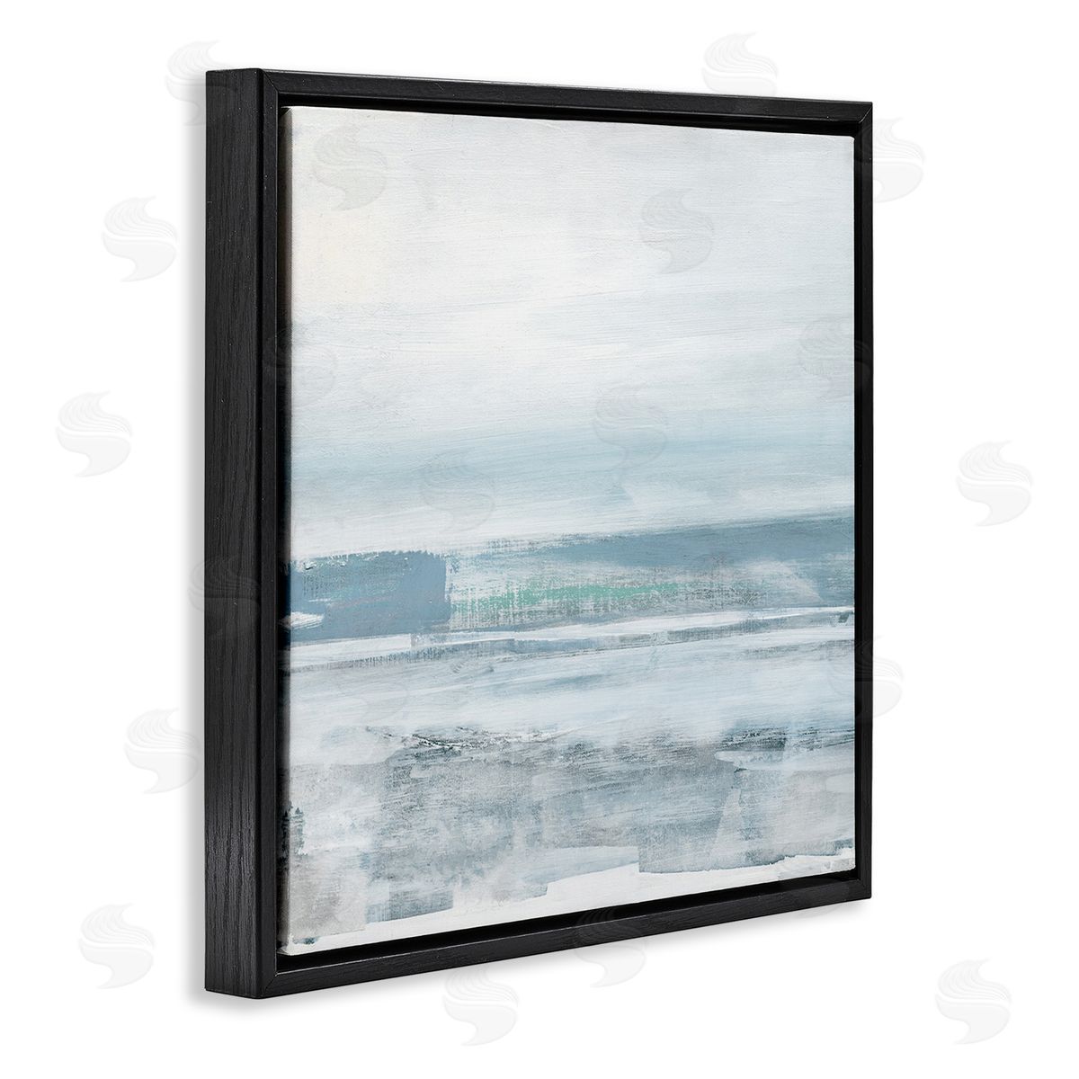 Stormy Blue Grey Ocean Black Floating Frame Canvas Wall Art, Home Decor by Sally Swatland