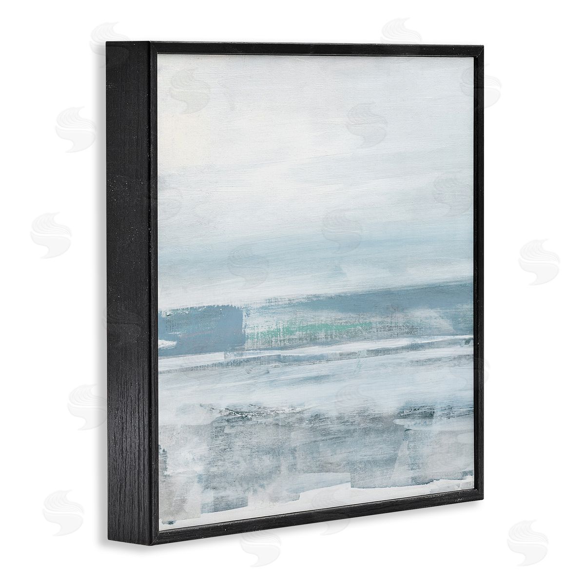 Stormy Blue Grey Ocean Black Frame Print Wall Art, Home Decor by Sally Swatland