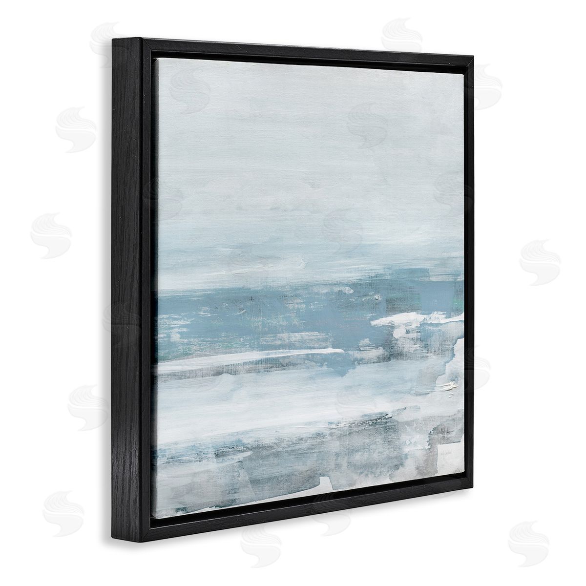 Foggy Ocean Abstraction Black Floating Frame Canvas Wall Art, Home Decor by Sally Swatland