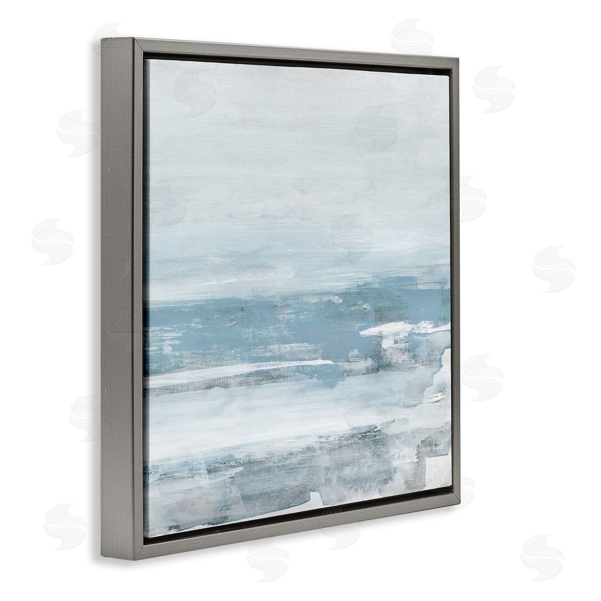 Foggy Ocean Abstraction Grey Floating Frame Canvas Wall Art, Home Decor by Sally Swatland