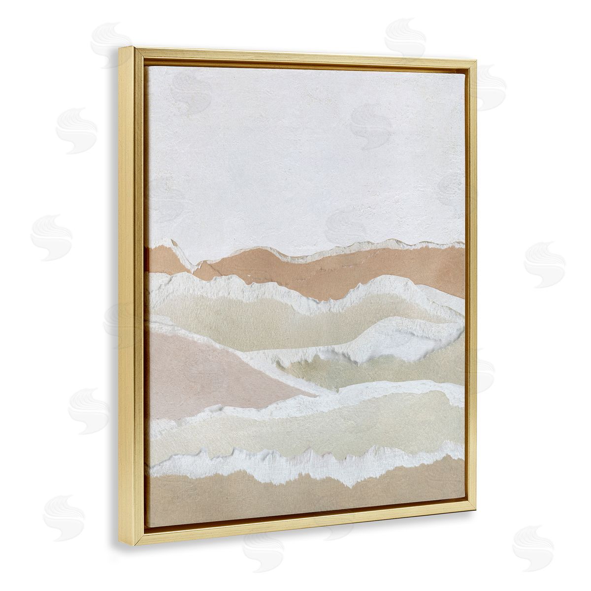 Collaged Dessert Hills Gold Floating Frame Canvas Wall Art, Home Decor by Carol Robinson
