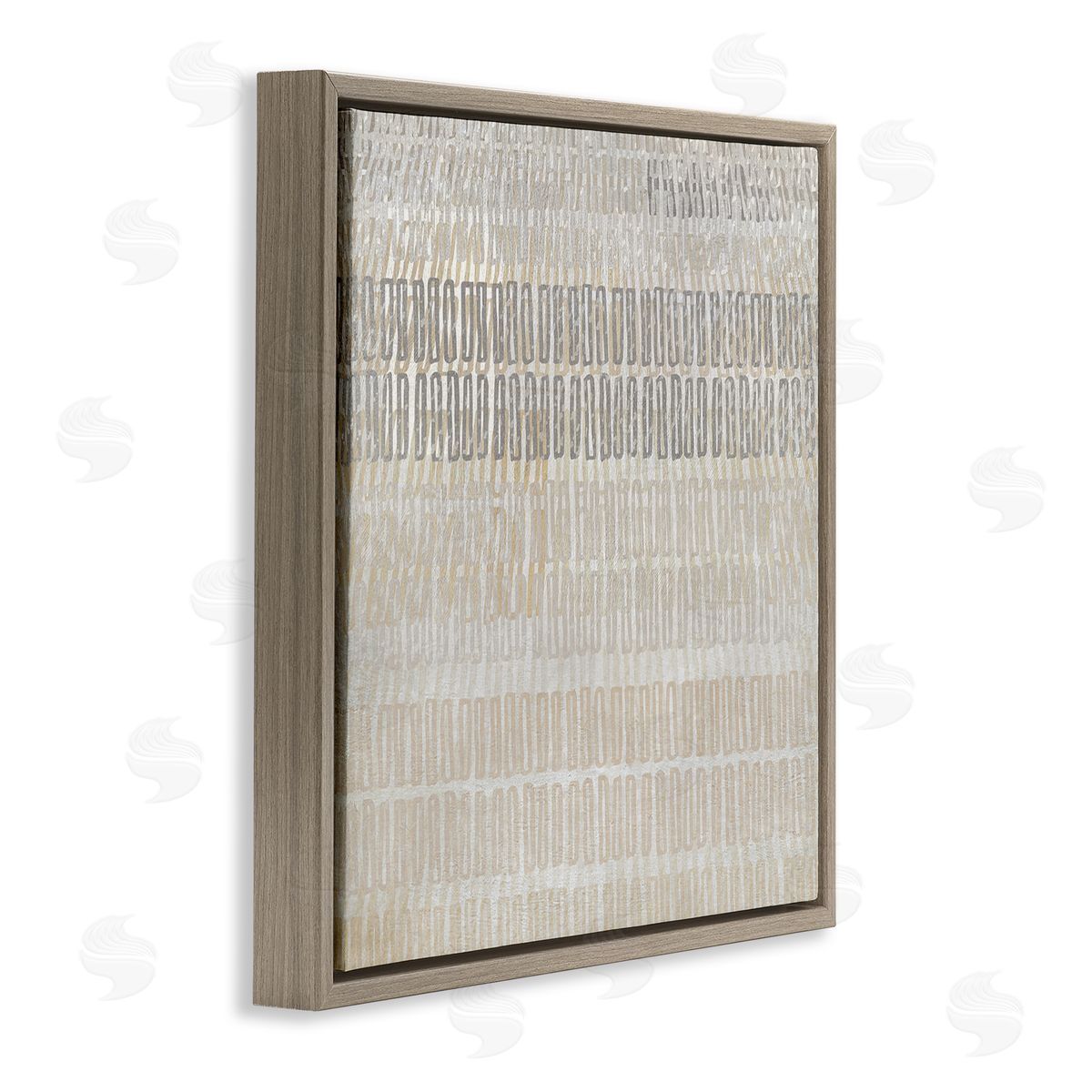 Boho Layered Shapes Pattern Brown Floating Frame Canvas Wall Art, Home Decor by Susan Jill