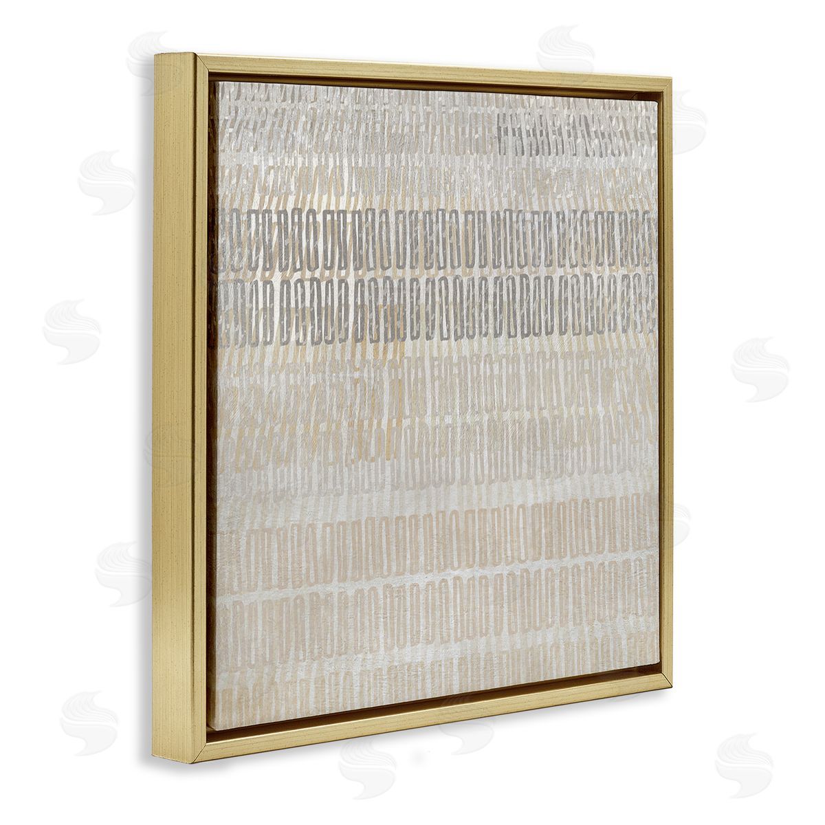 Boho Layered Shapes Pattern Gold Floating Frame Canvas Wall Art, Home Decor by Susan Jill