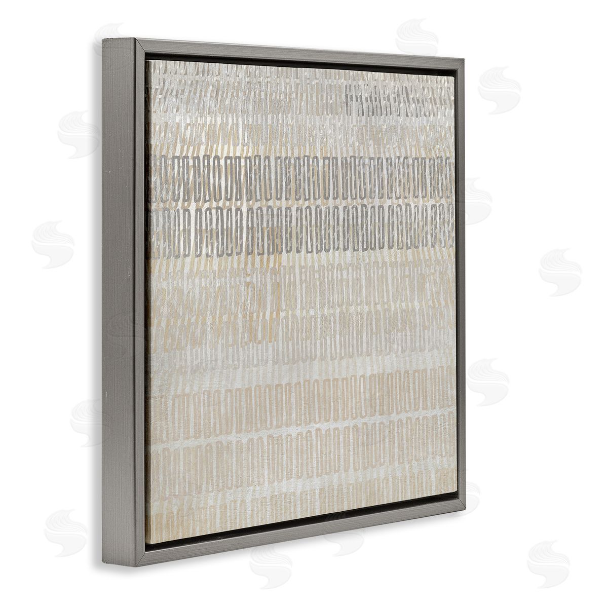 Boho Layered Shapes Pattern Grey Floating Frame Canvas Wall Art, Home Decor by Susan Jill