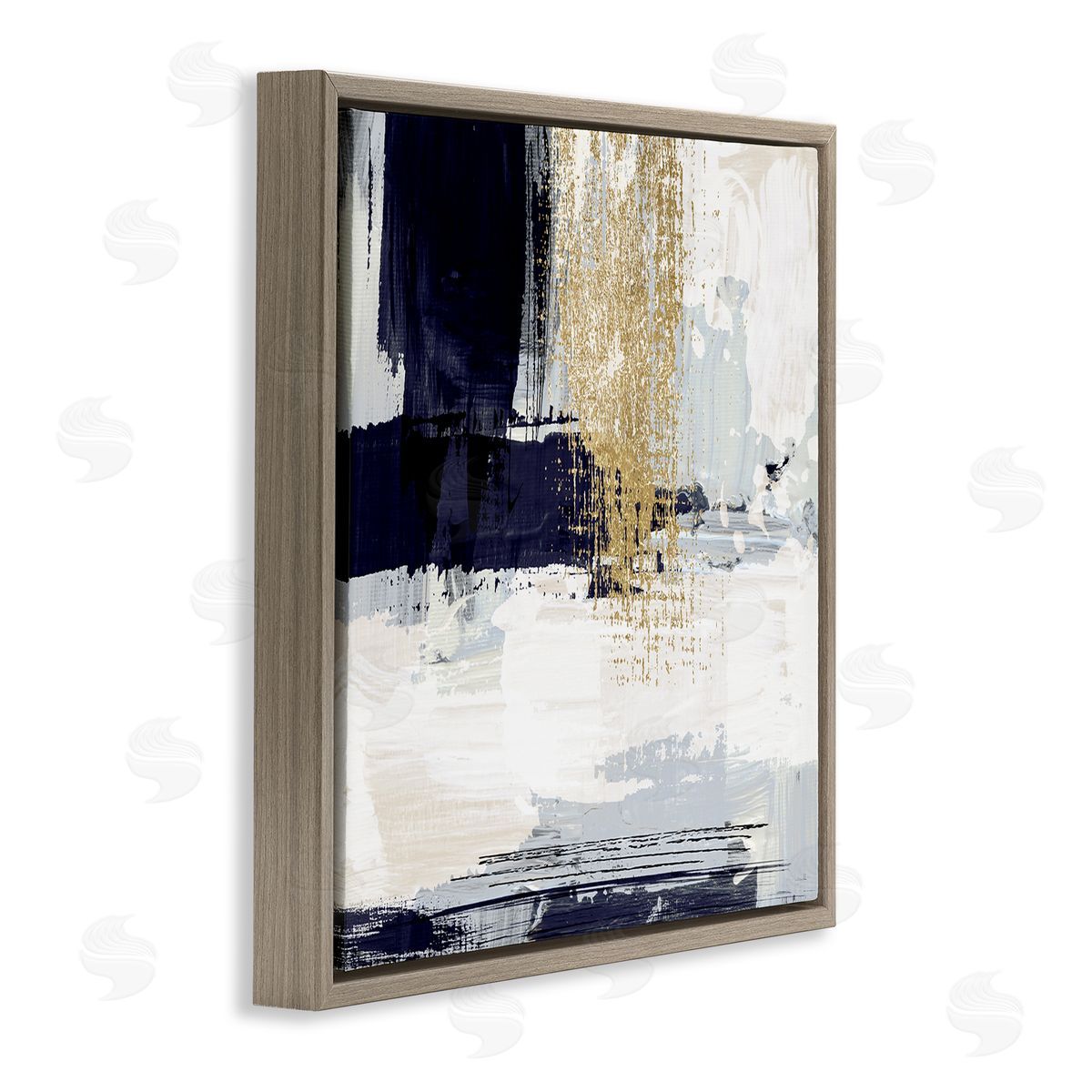 Gold Accented Abstract Brown Floating Frame Canvas Wall Art, Home Decor by Susan Jill
