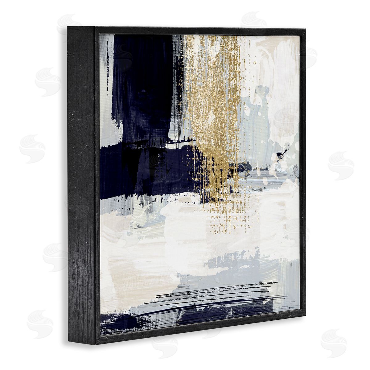 Gold Accented Abstract Black Frame Print Wall Art, Home Decor by Susan Jill