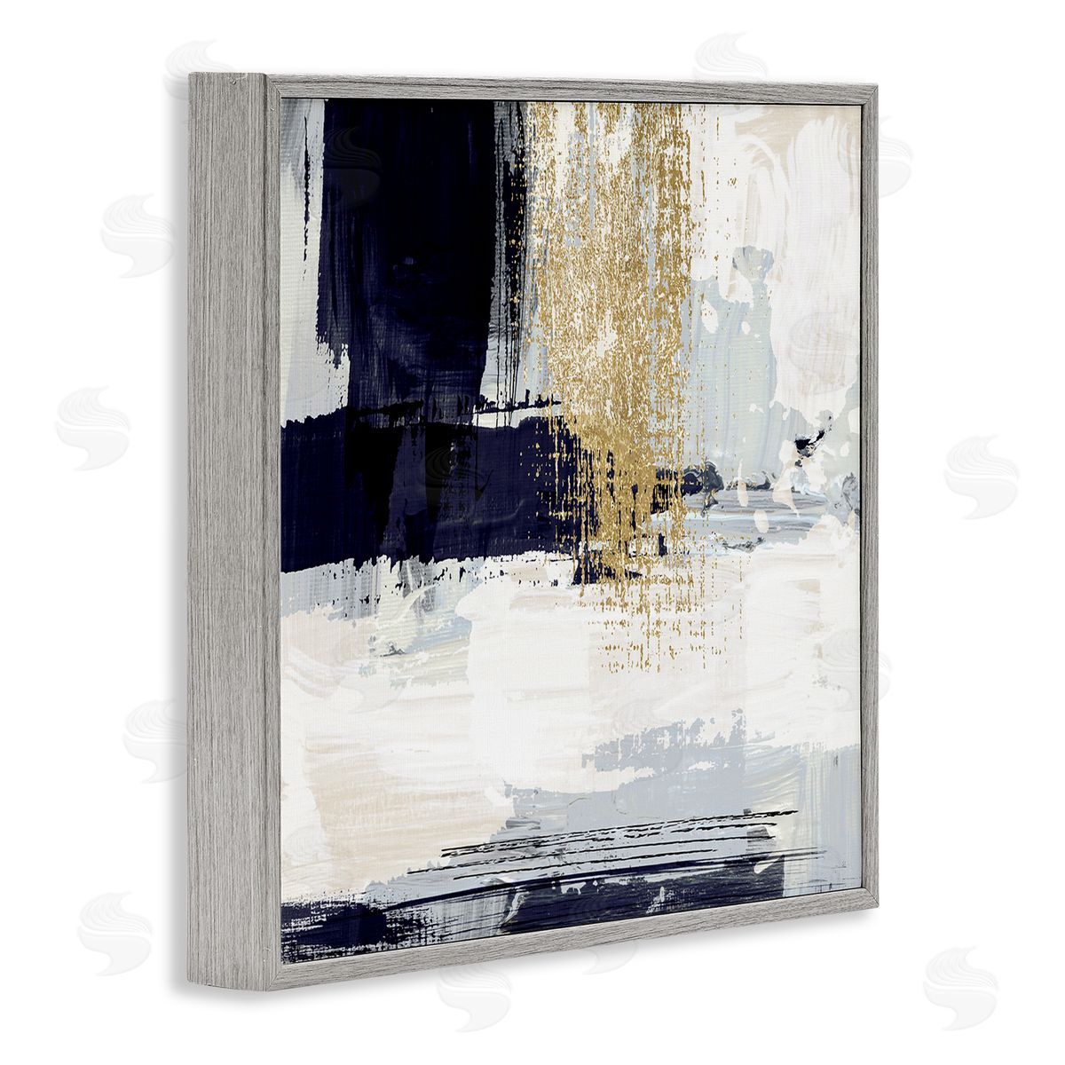 Gold Accented Abstract Grey Frame Print Wall Art, Home Decor by Susan Jill