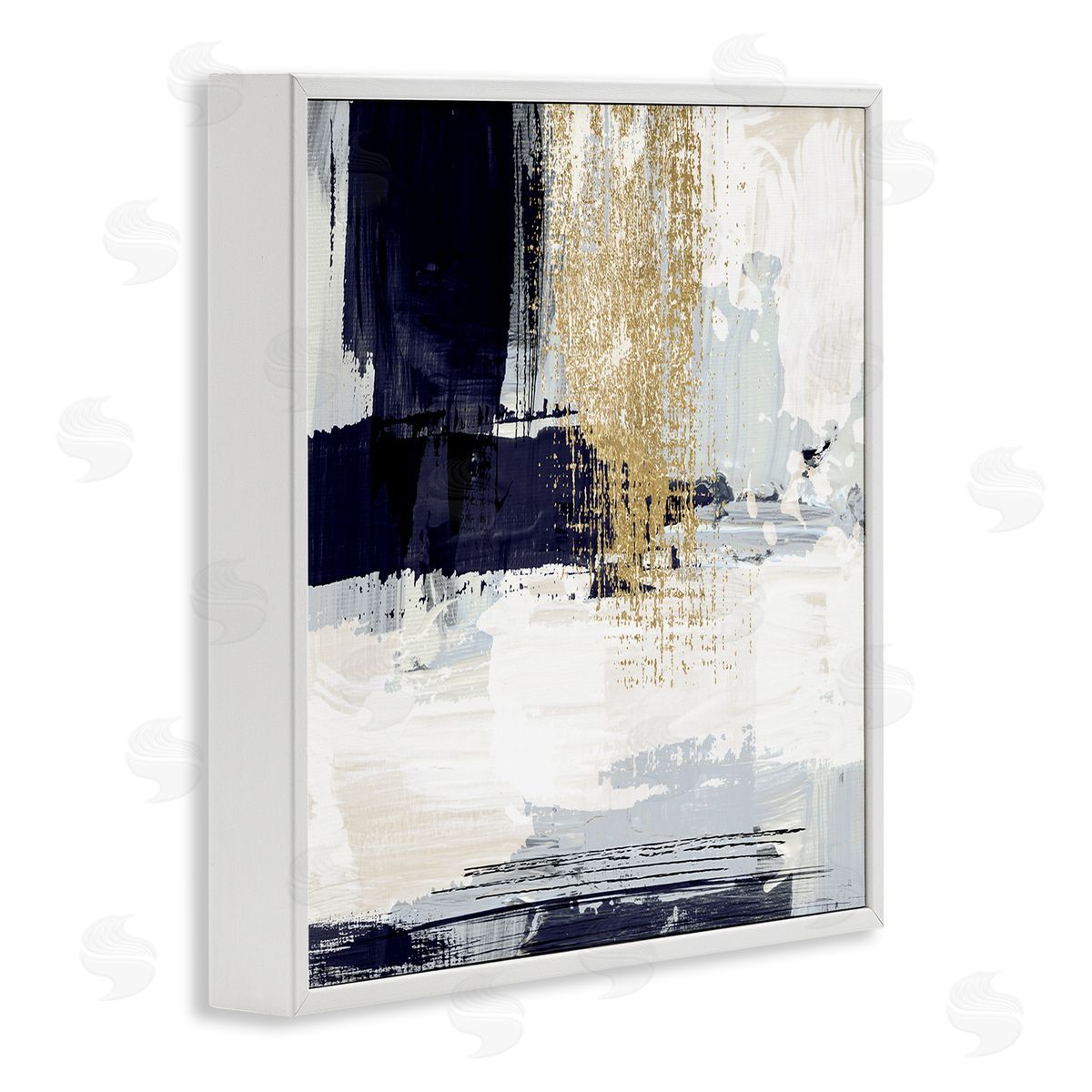 Gold Accented Abstract White Frame Print Wall Art, Home Decor by Susan Jill