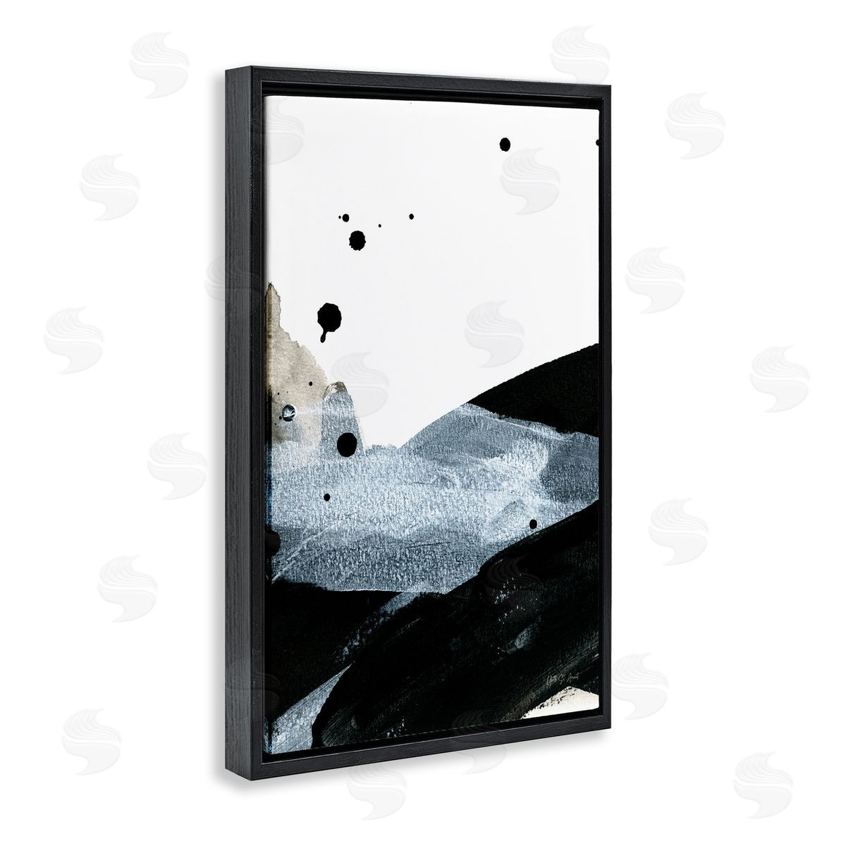 Murky Gradient Movement Black Floating Frame Canvas Wall Art, Home Decor by Yvette St. Amant
