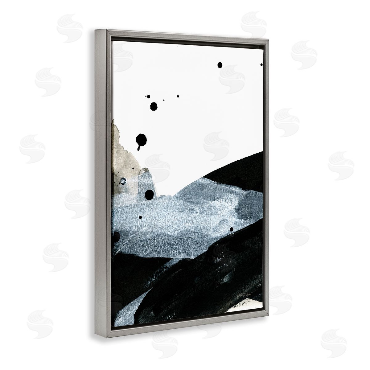 Murky Gradient Movement Grey Floating Frame Canvas Wall Art, Home Decor by Yvette St. Amant