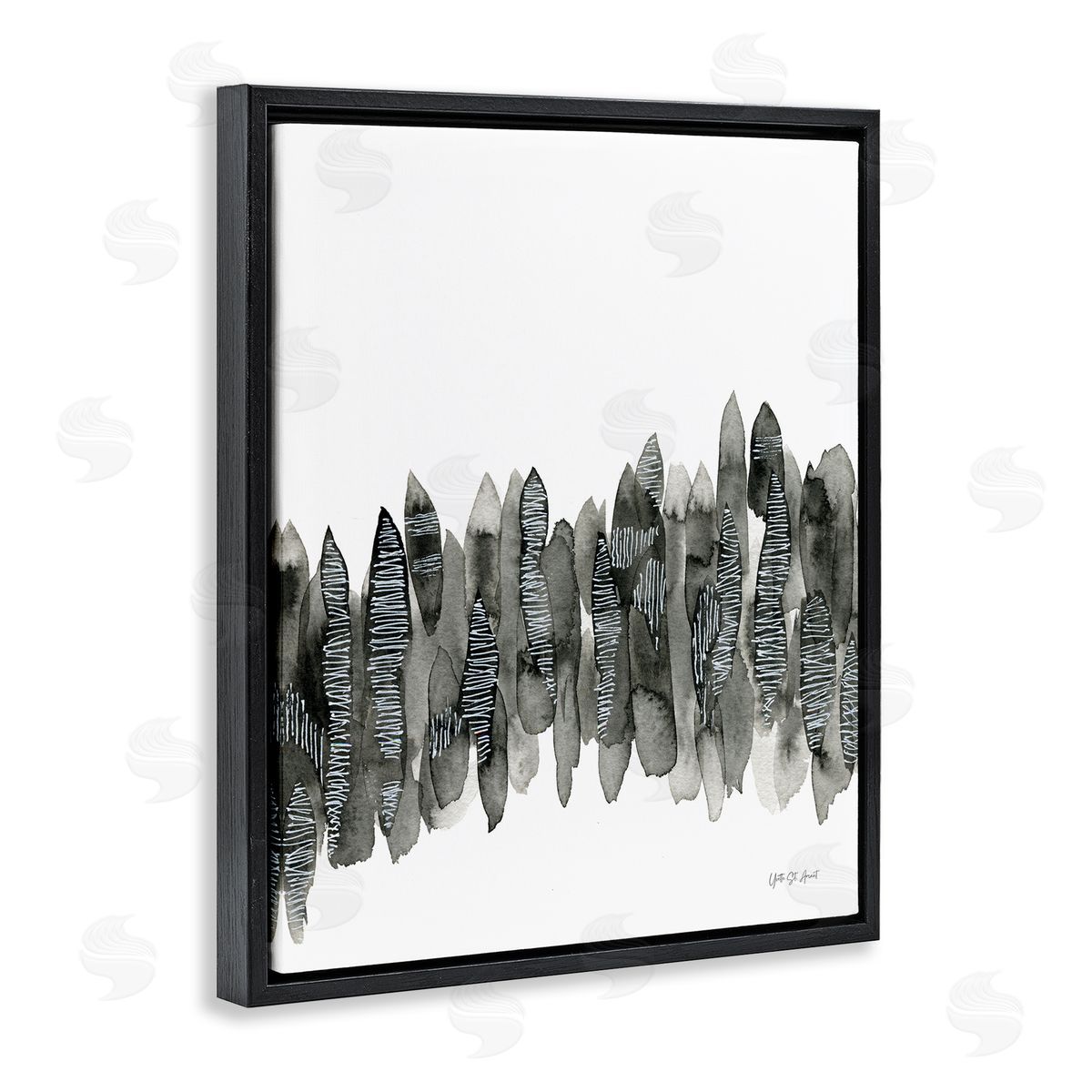 Kindling Abstract Nature Black Floating Frame Canvas Wall Art, Home Decor by Yvette St. Amant