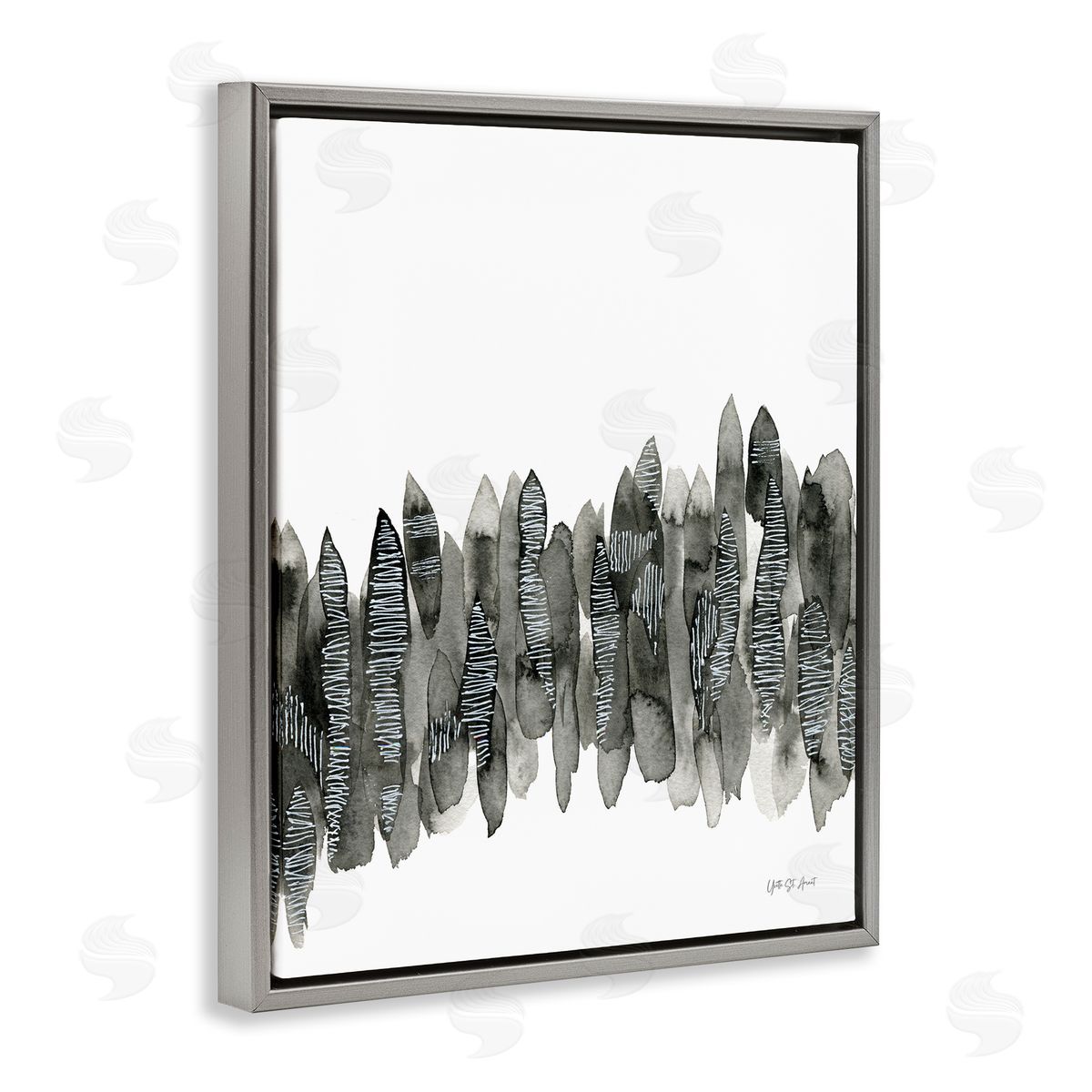 Kindling Abstract Nature Grey Floating Frame Canvas Wall Art, Home Decor by Yvette St. Amant