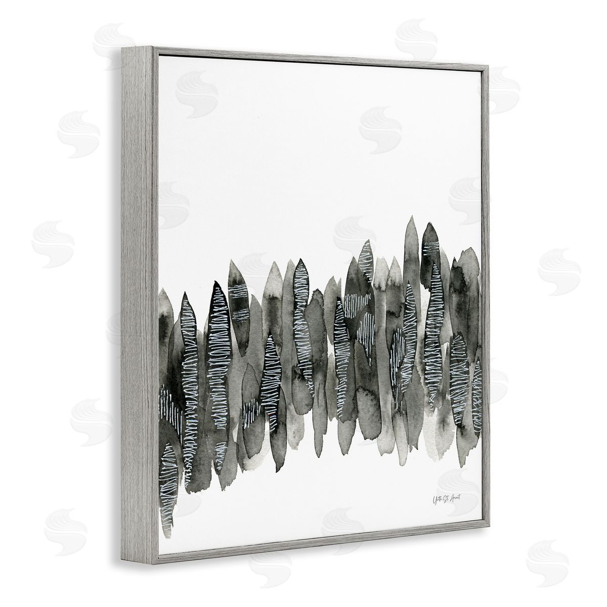 Kindling Abstract Nature Grey Frame Print Wall Art, Home Decor by Yvette St. Amant