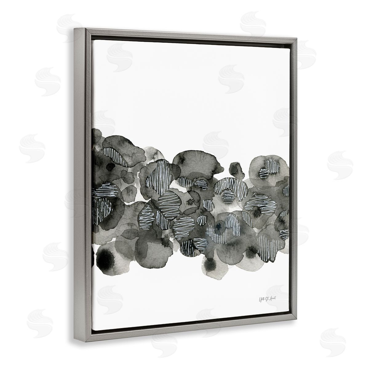 Natural Kindling Impression Grey Floating Frame Canvas Wall Art, Home Decor by Yvette St. Amant