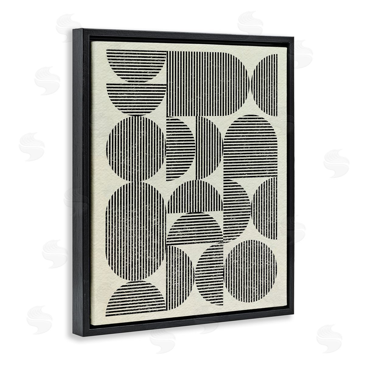 Striped Arches Pattern Black Floating Frame Canvas Wall Art, Home Decor by Victoria Barnes