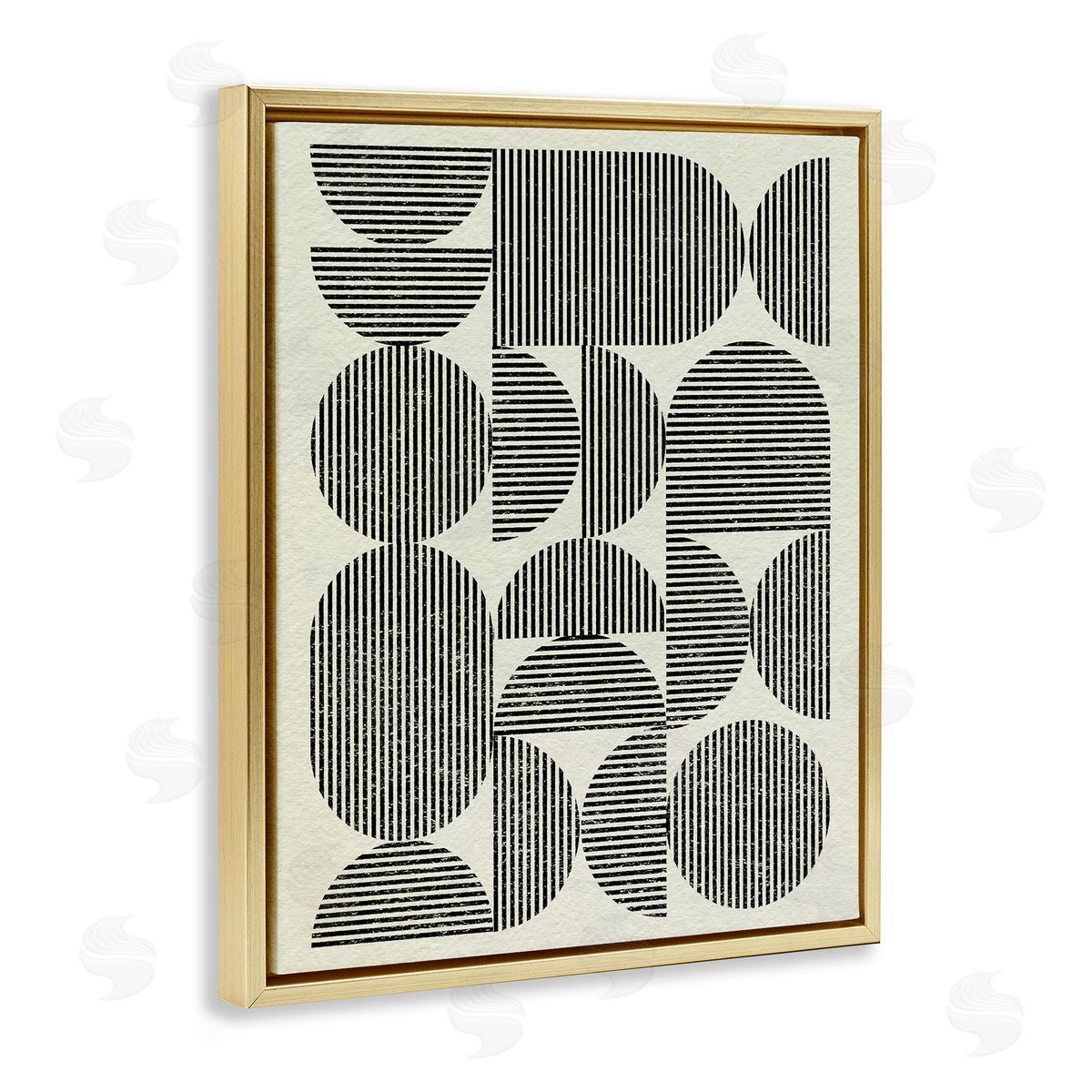 Striped Arches Pattern Gold Floating Frame Canvas Wall Art, Home Decor by Victoria Barnes