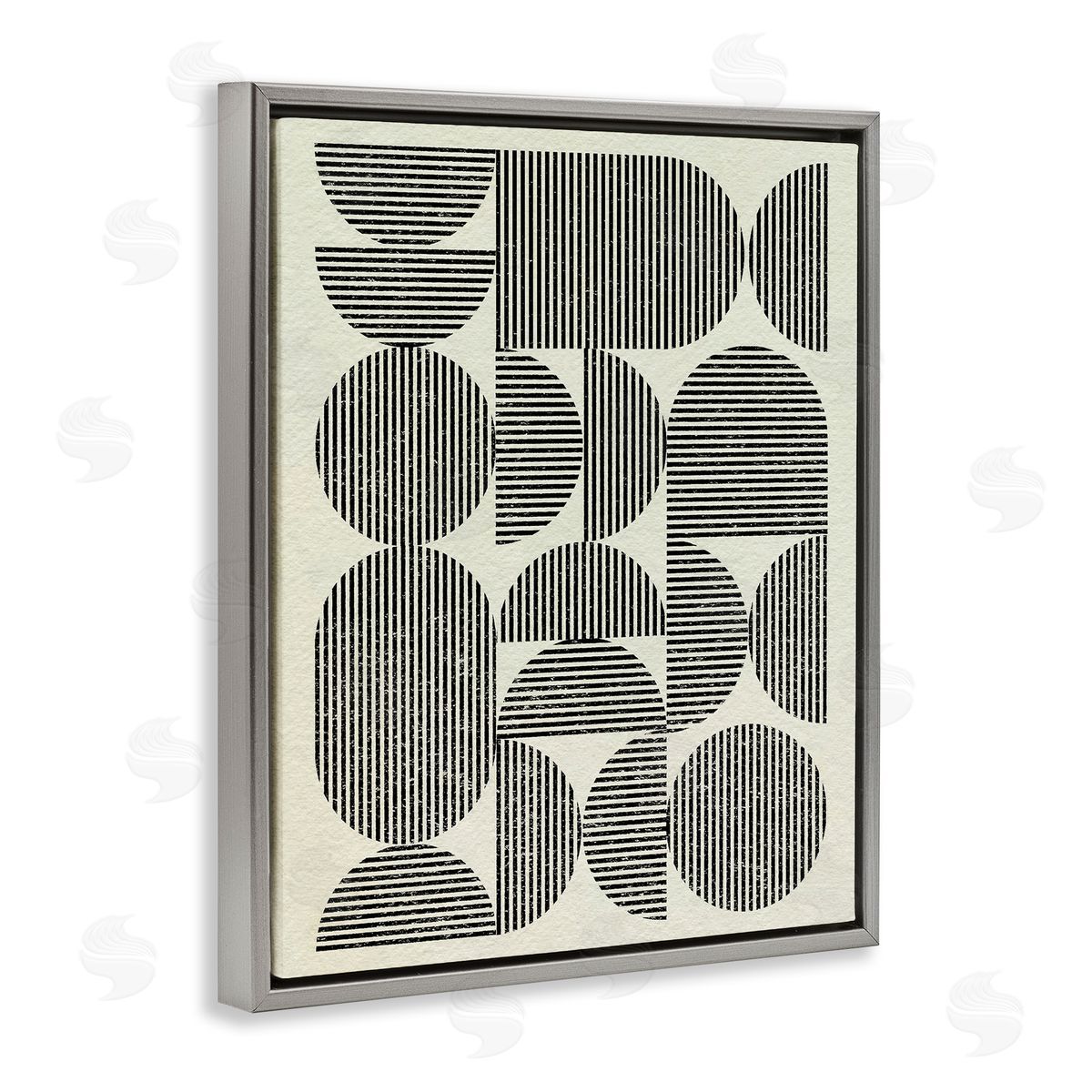 Striped Arches Pattern Grey Floating Frame Canvas Wall Art, Home Decor by Victoria Barnes