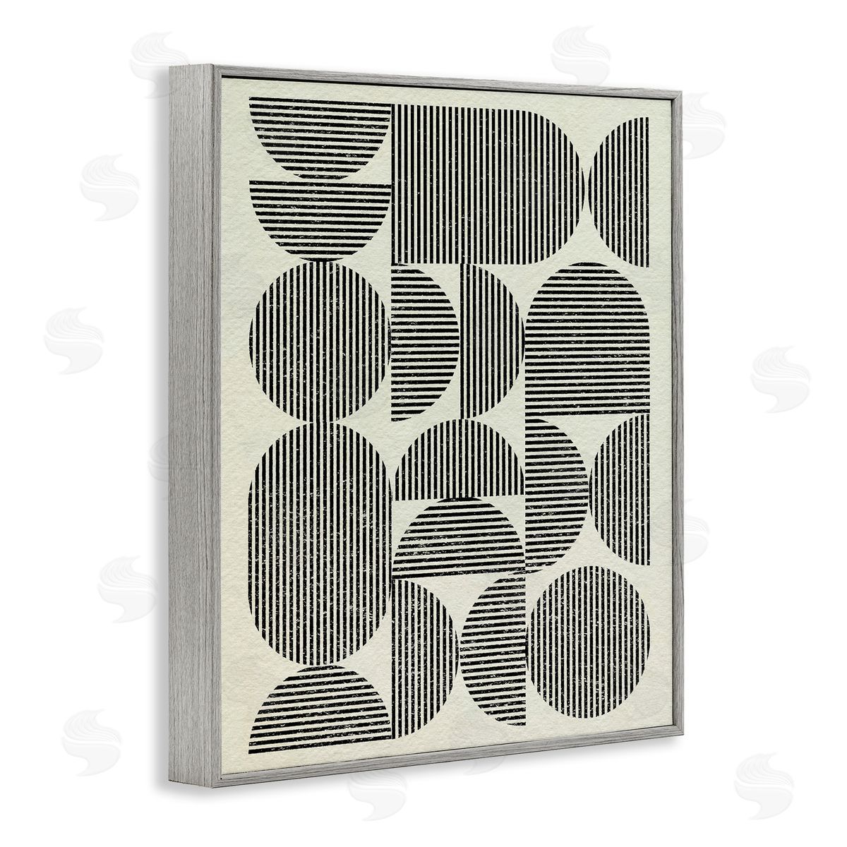 Striped Arches Pattern Grey Frame Print Wall Art, Home Decor by Victoria Barnes