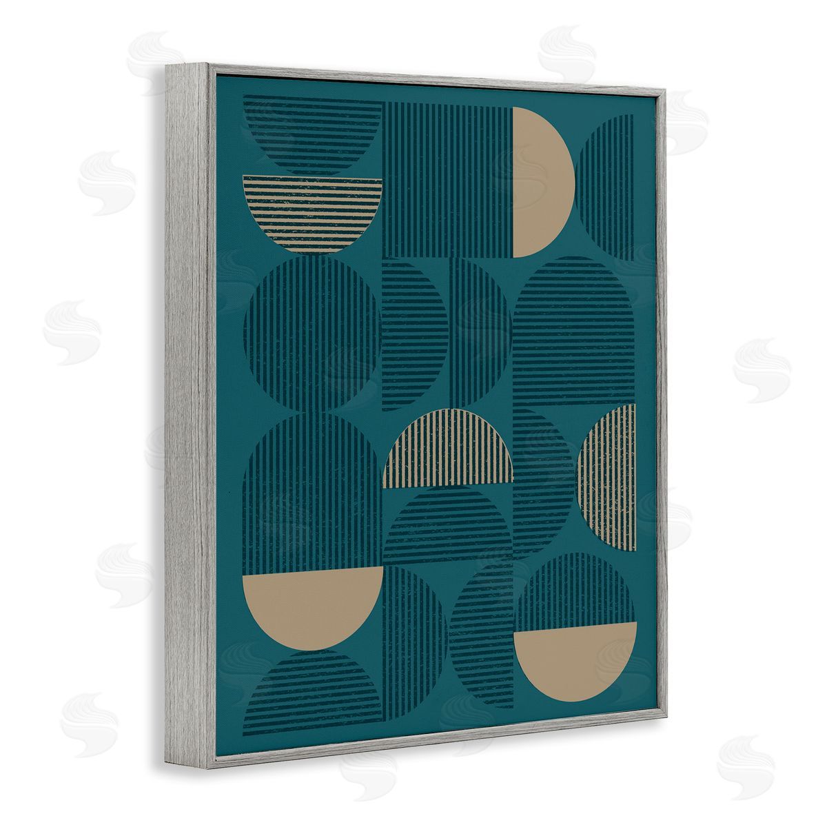 Blue Modern Arch Shapes Grey Frame Print Wall Art, Home Decor by Vision Studio