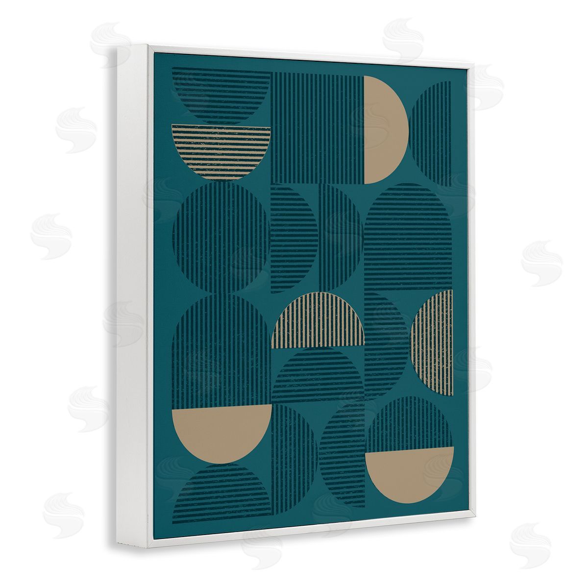 Blue Modern Arch Shapes White Frame Print Wall Art, Home Decor by Vision Studio