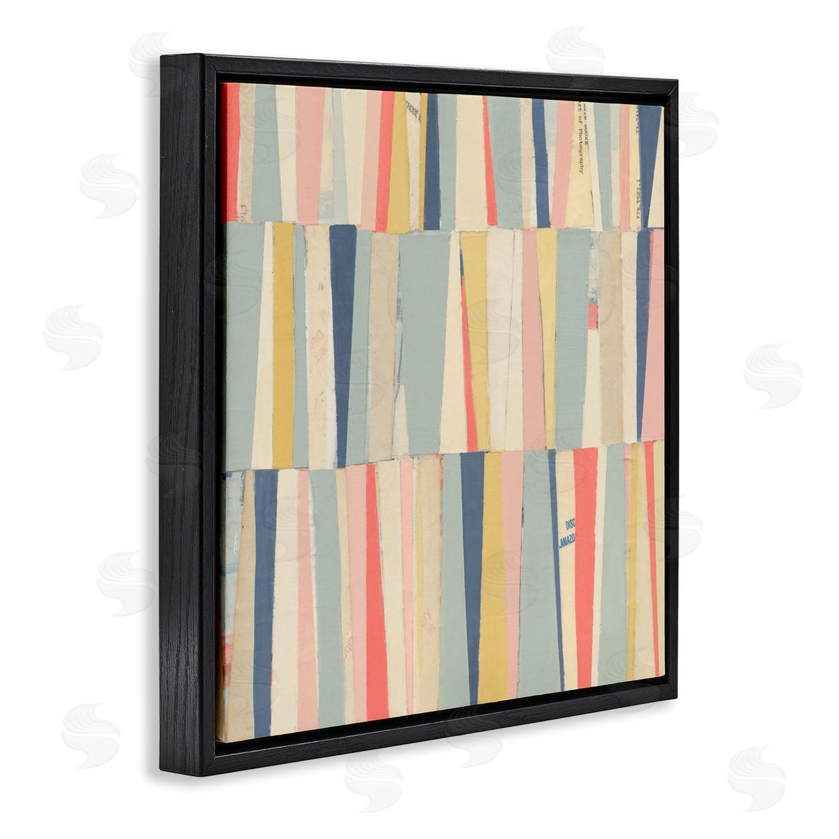 Pastel Shapes Collage Black Floating Frame Canvas Wall Art, Home Decor by Pippin Schupbach