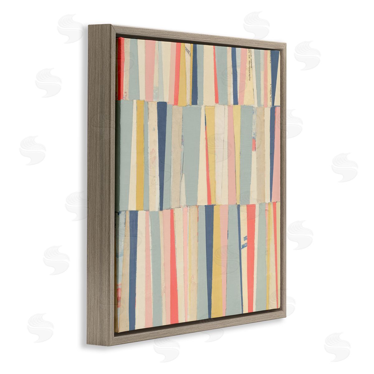 Pastel Shapes Collage Brown Floating Frame Canvas Wall Art, Home Decor by Pippin Schupbach