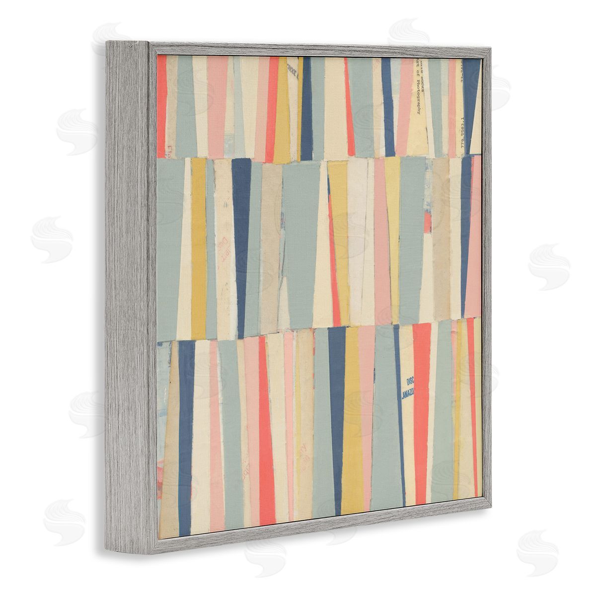 Pastel Shapes Collage Grey Frame Print Wall Art, Home Decor by Pippin Schupbach