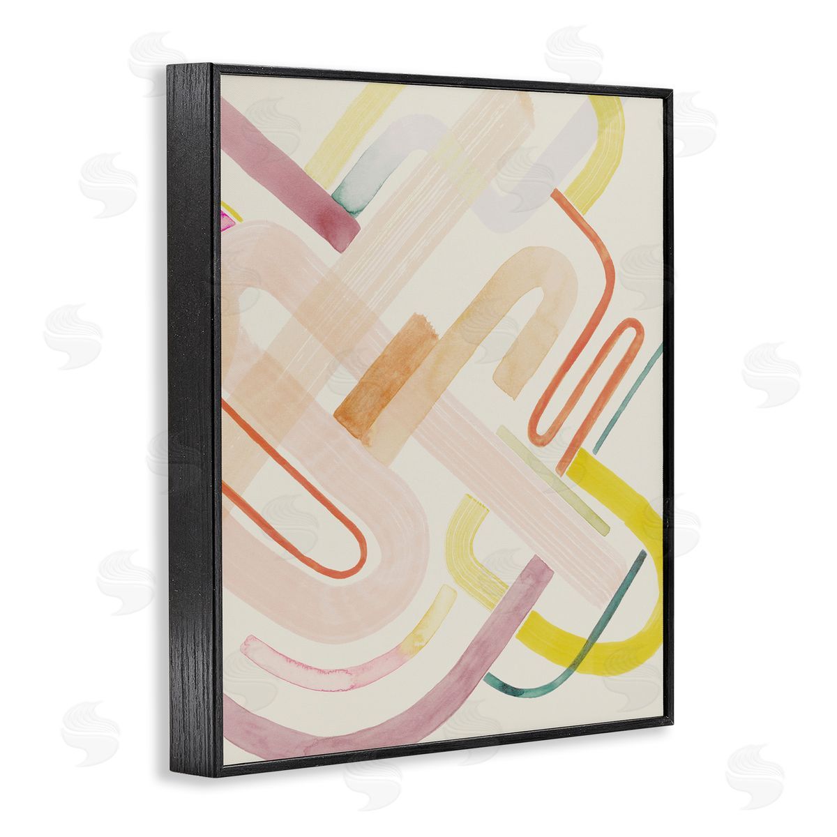 Overlapping Curved Shapes Black Frame Print Wall Art, Home Decor by Grace Popp