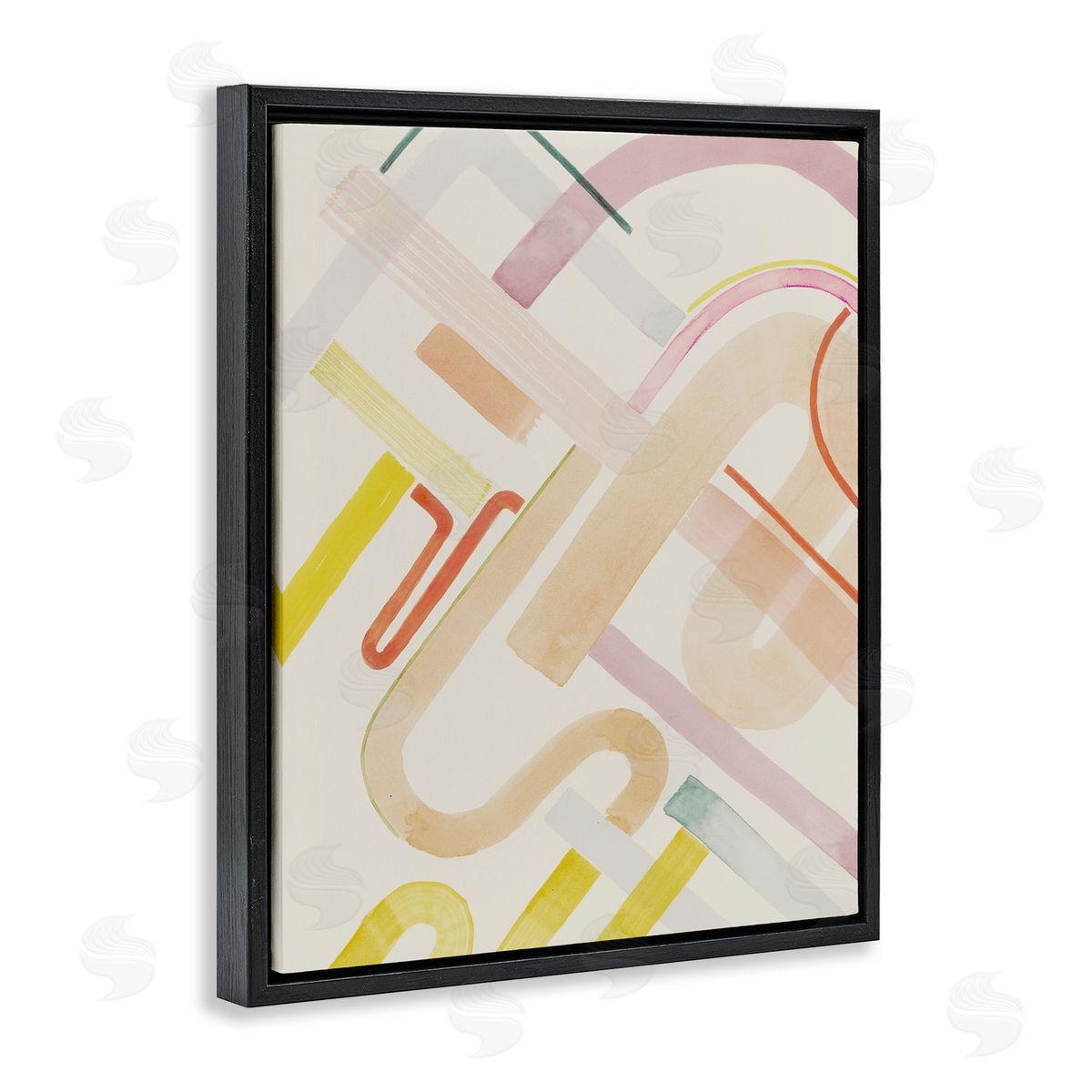 Curved Forms Collage Black Floating Frame Canvas Wall Art, Home Decor by Grace Popp