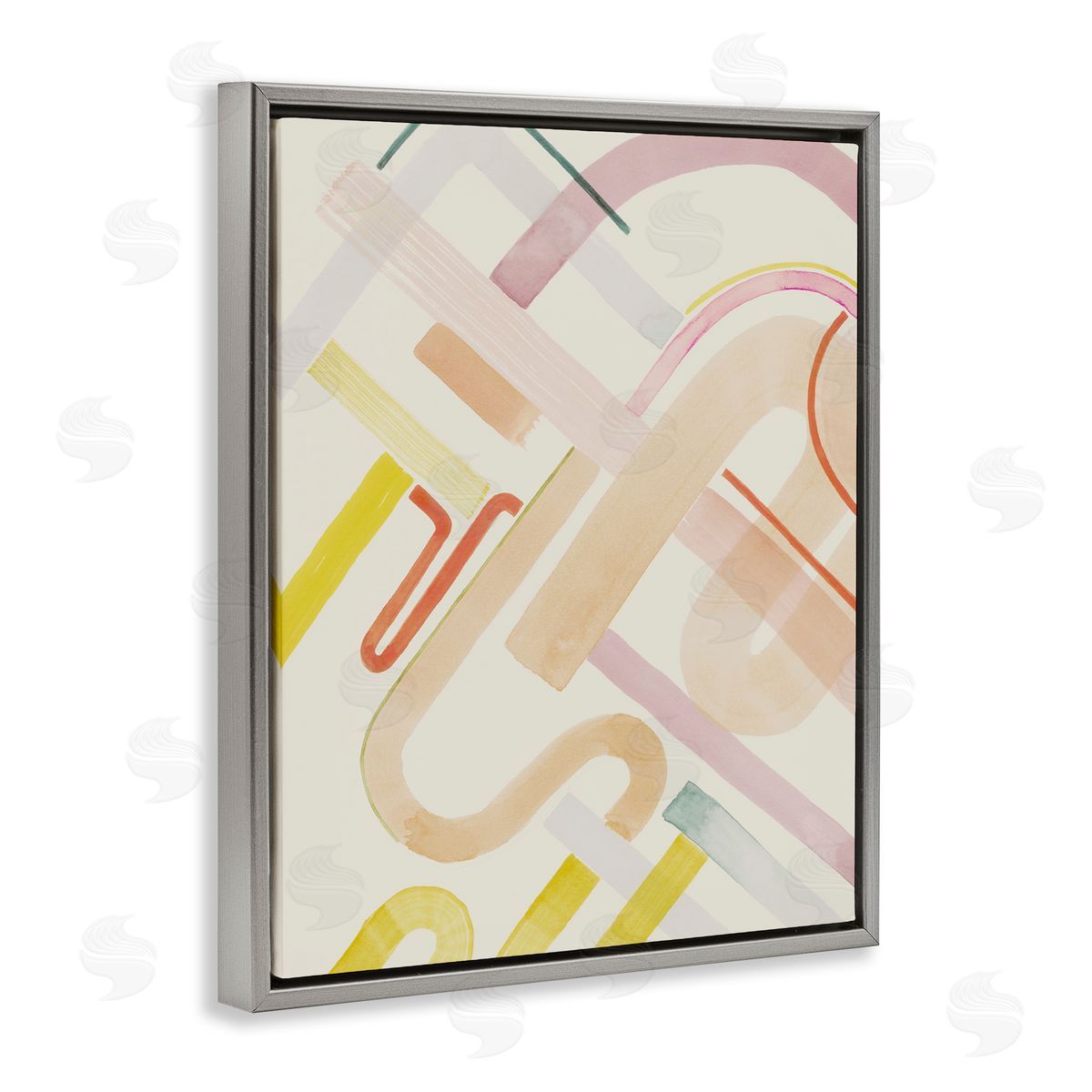 Curved Forms Collage Grey Floating Frame Canvas Wall Art, Home Decor by Grace Popp