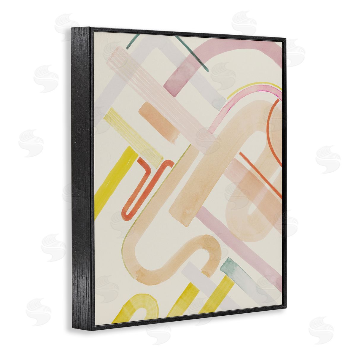 Curved Forms Collage Black Frame Print Wall Art, Home Decor by Grace Popp