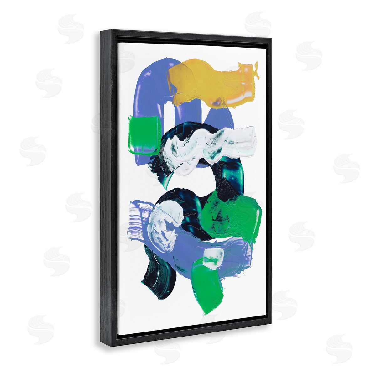Curved Paint Strokes Black Floating Frame Canvas Wall Art, Home Decor by Melissa Wang
