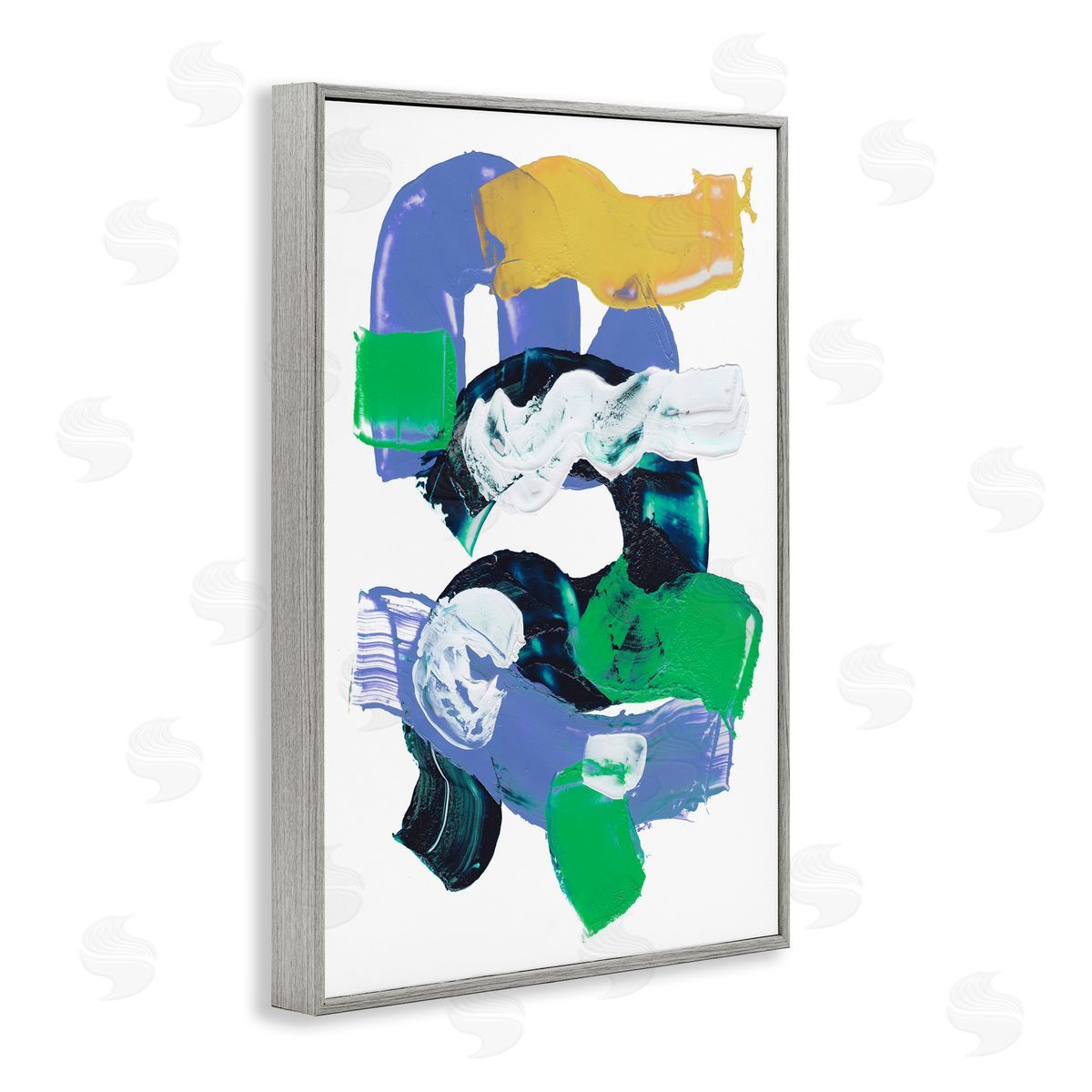 Curved Paint Strokes Grey Frame Print Wall Art, Home Decor by Melissa Wang