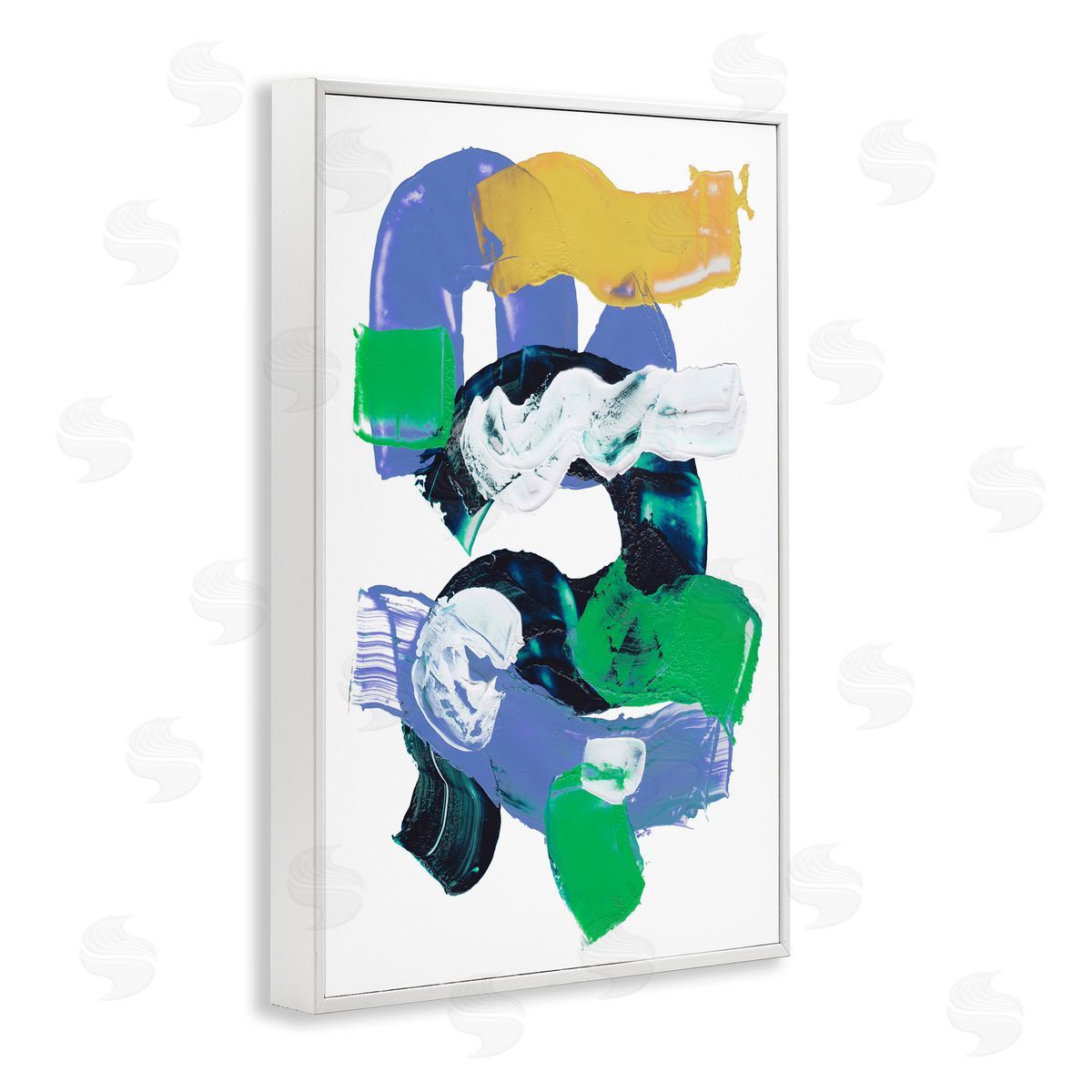 Curved Paint Strokes White Frame Print Wall Art, Home Decor by Melissa Wang