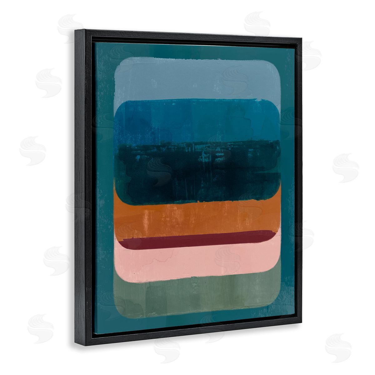 Southwestern Inspired Pattern Black Floating Frame Canvas Wall Art, Home Decor by Victoria Barnes