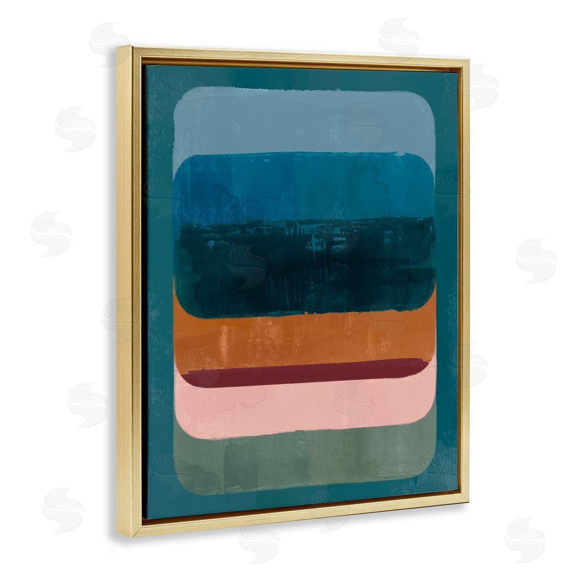 Southwestern Inspired Pattern Gold Floating Frame Canvas Wall Art, Home Decor by Victoria Barnes