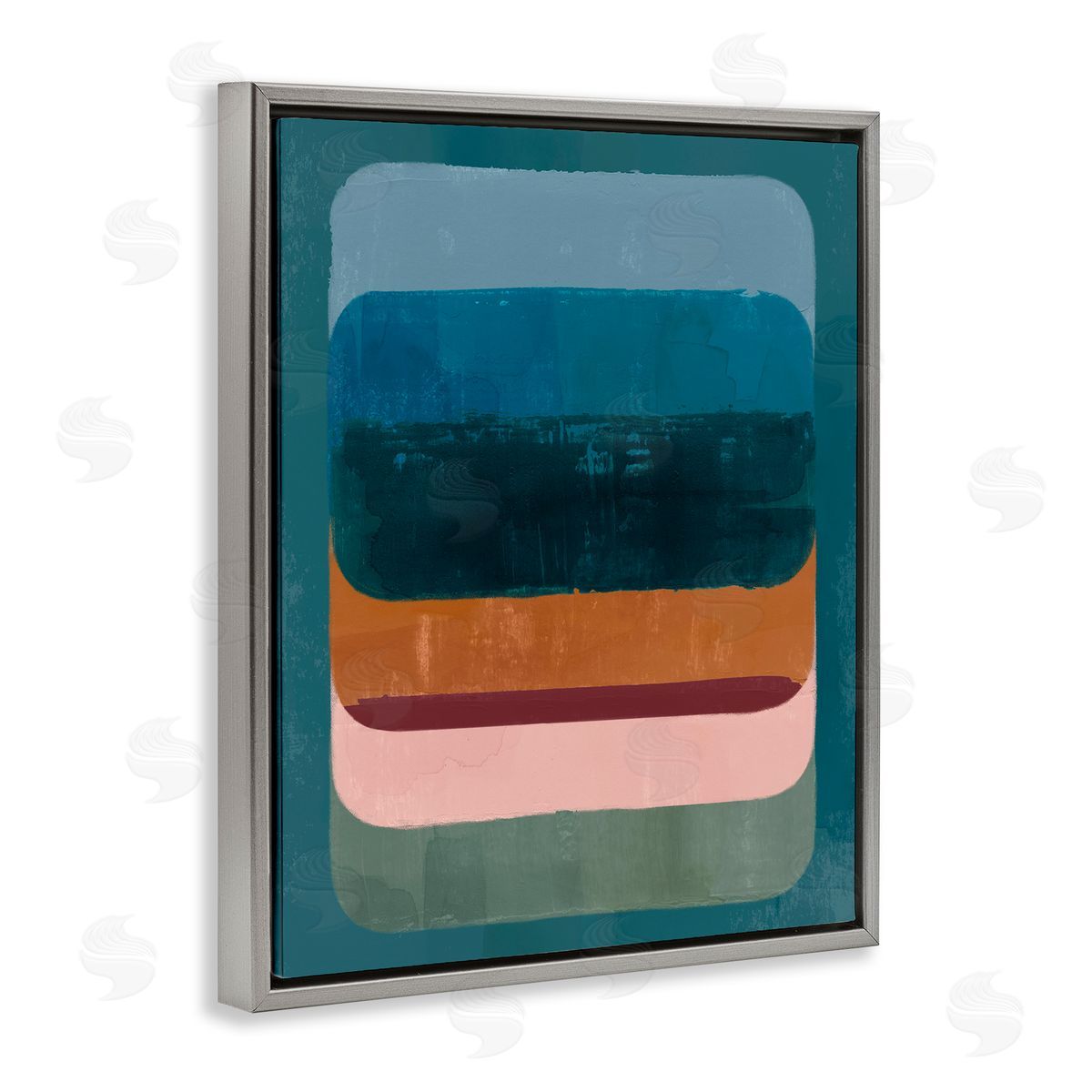 Southwestern Inspired Pattern Grey Floating Frame Canvas Wall Art, Home Decor by Victoria Barnes