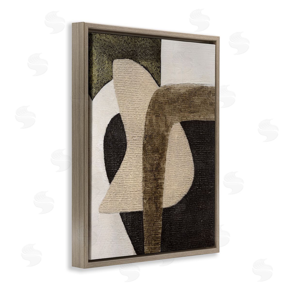 Boho Modern Shape Pattern Brown Floating Frame Canvas Wall Art, Home Decor by Vanna Lam