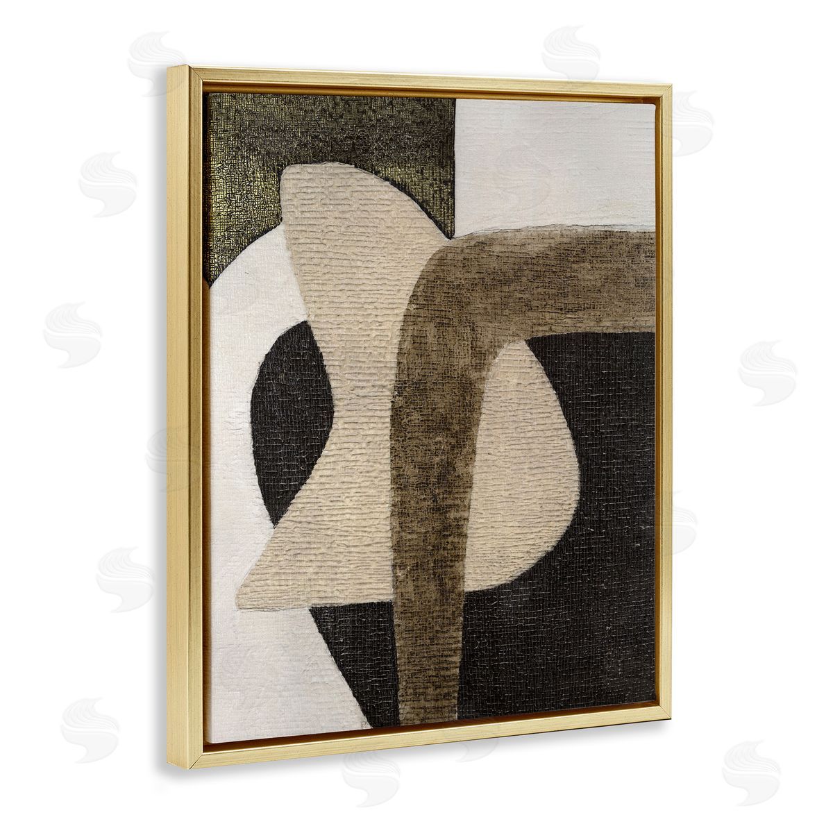 Boho Modern Shape Pattern Gold Floating Frame Canvas Wall Art, Home Decor by Vanna Lam