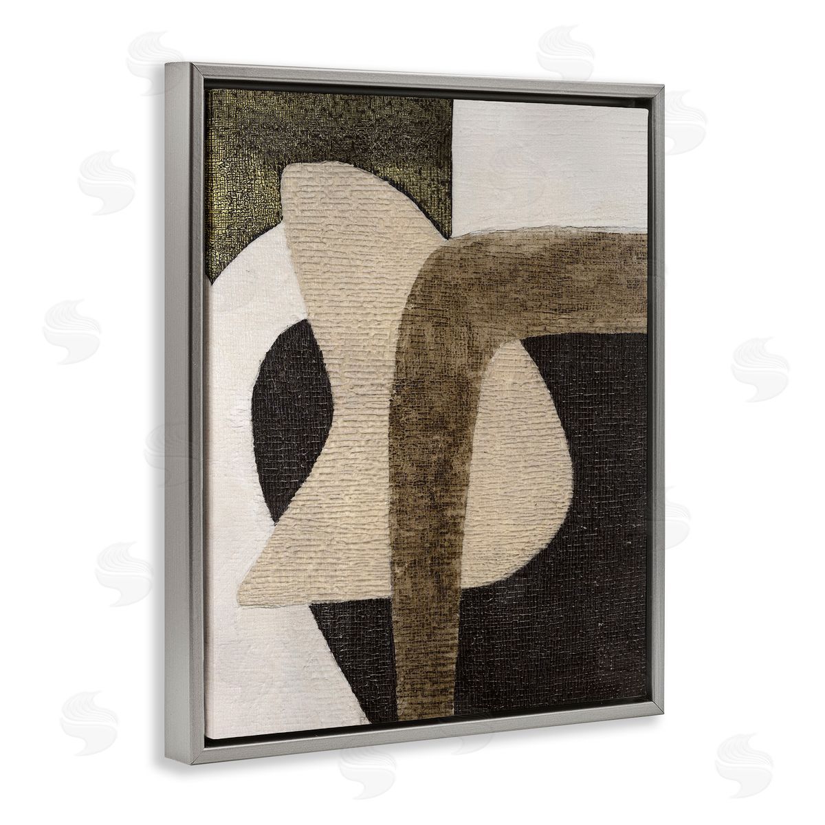 Boho Modern Shape Pattern Grey Floating Frame Canvas Wall Art, Home Decor by Vanna Lam