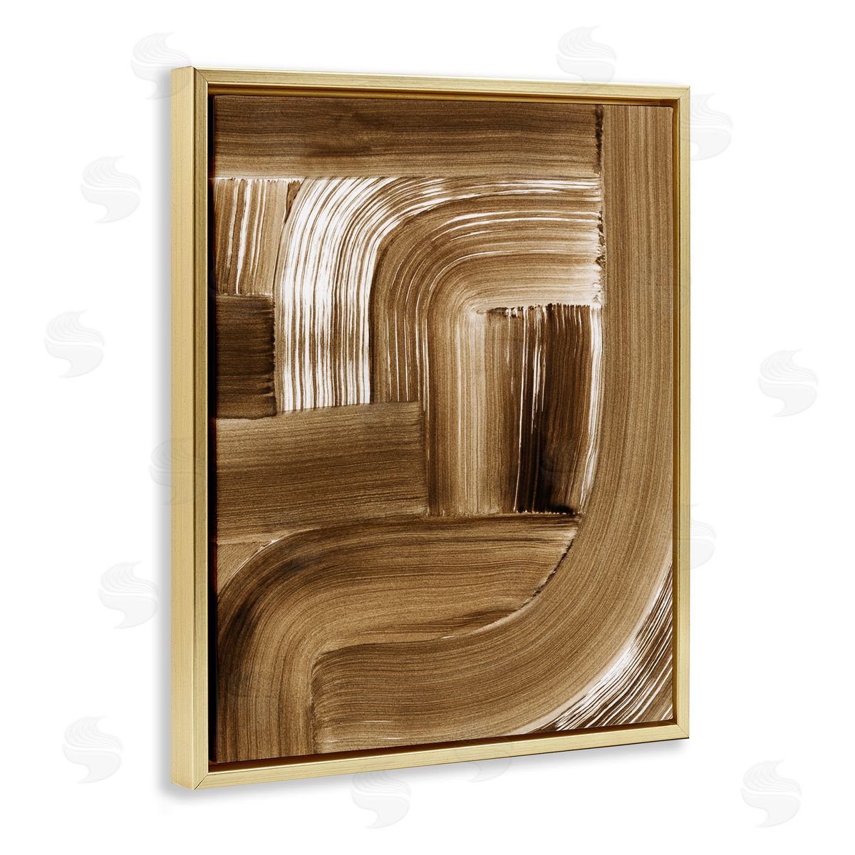 Brown Curved Arches Gold Floating Frame Canvas Wall Art, Home Decor by Grace Popp