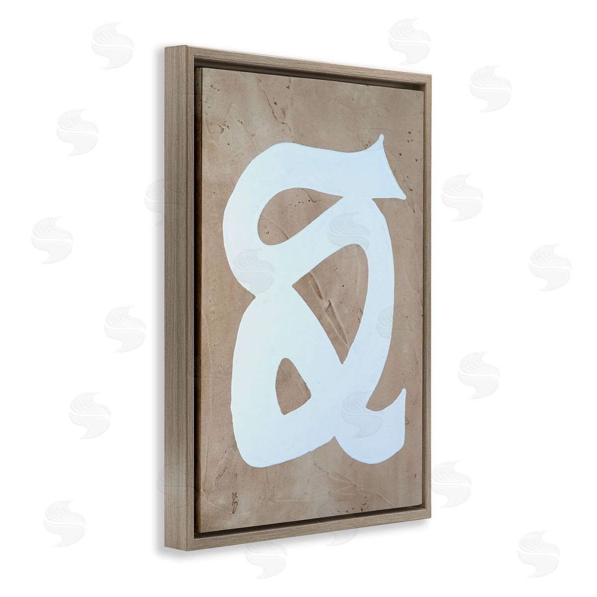 Modern Swirl on Beige Brown Floating Frame Canvas Wall Art, Home Decor by Vanna Lam