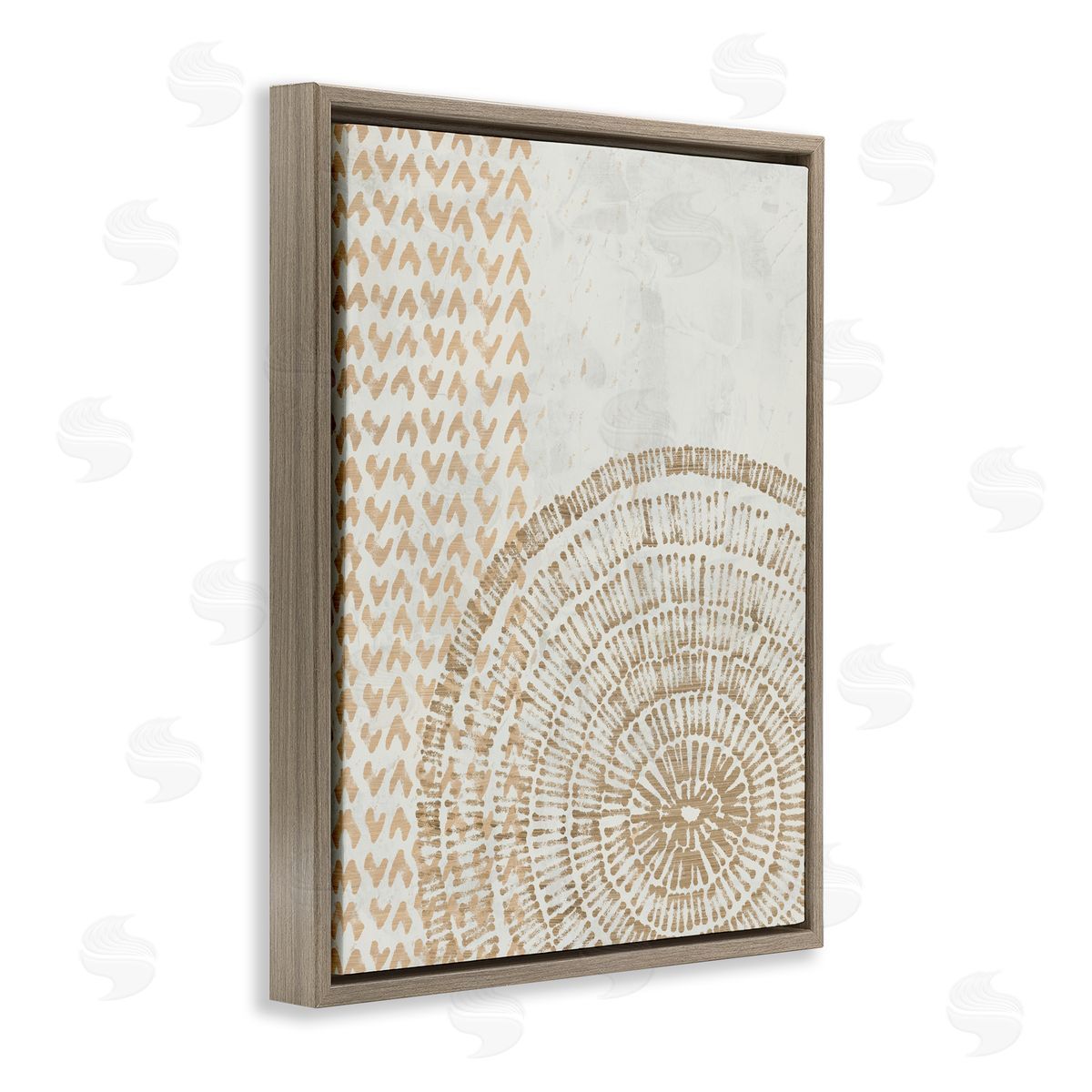 Boho Fractal Patterns Brown Floating Frame Canvas Wall Art, Home Decor by June Erica Vess
